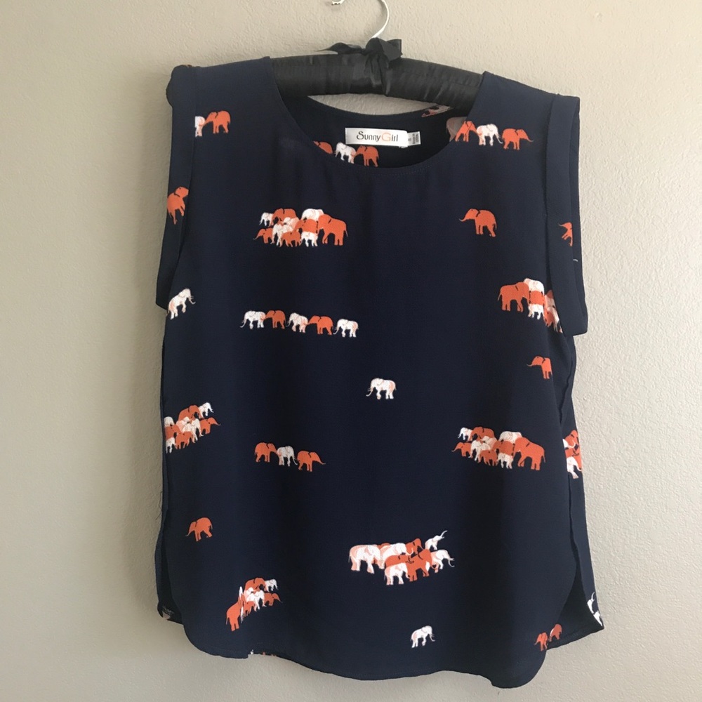 Navy Elephant Dress Tank